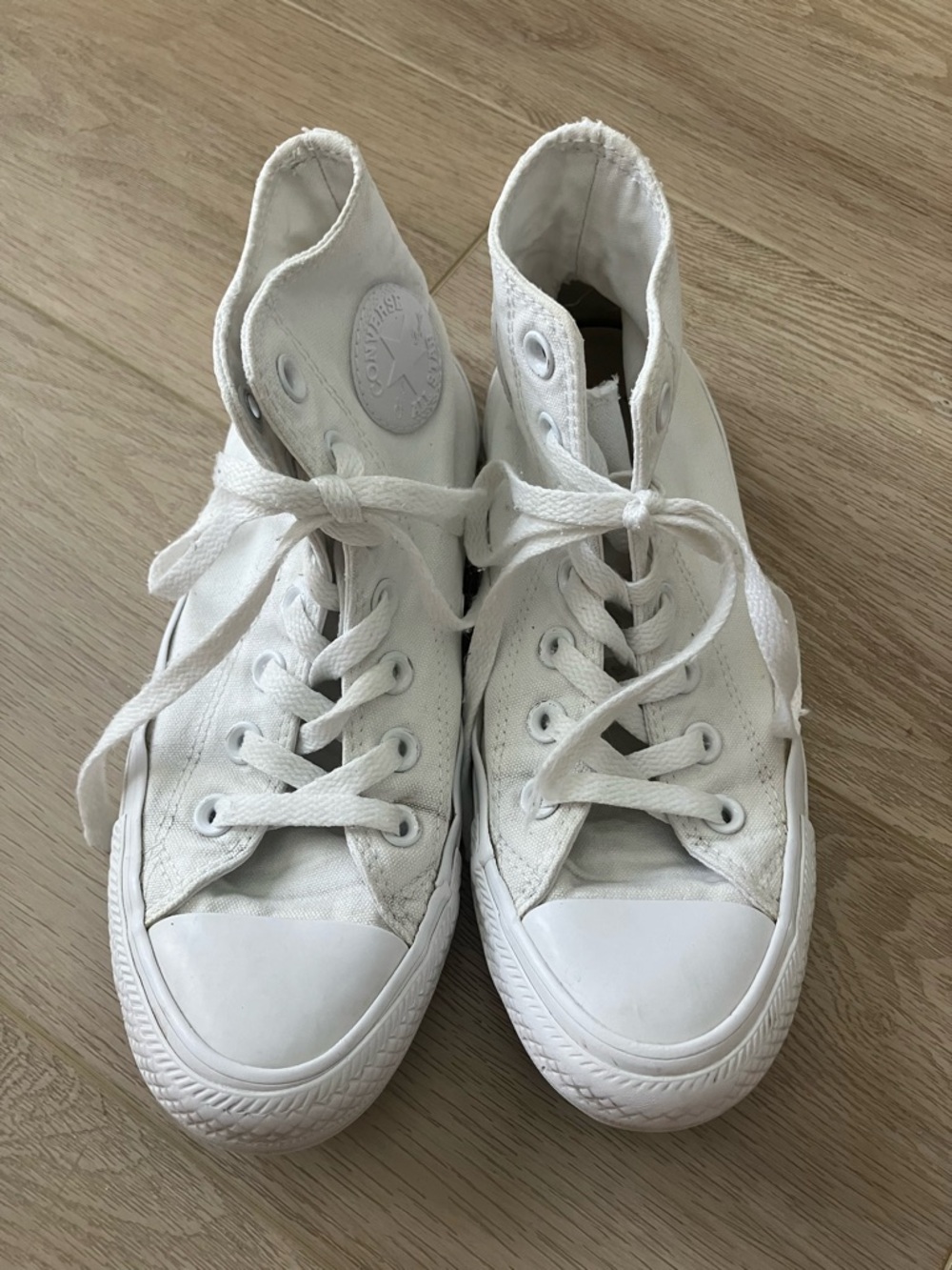 Converse White High Top Canvas Sneakers - size 6 womens
